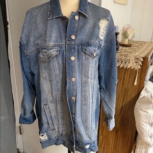 Forever 21 Distressed Blue Jean Jacket
